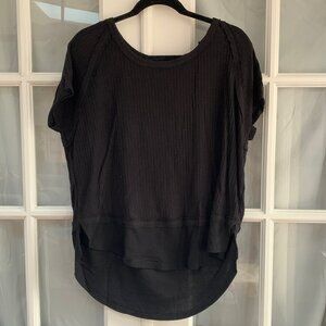 Mudd Round Neck Asymmetrical Short Sleeve Waffle T-Shirt
